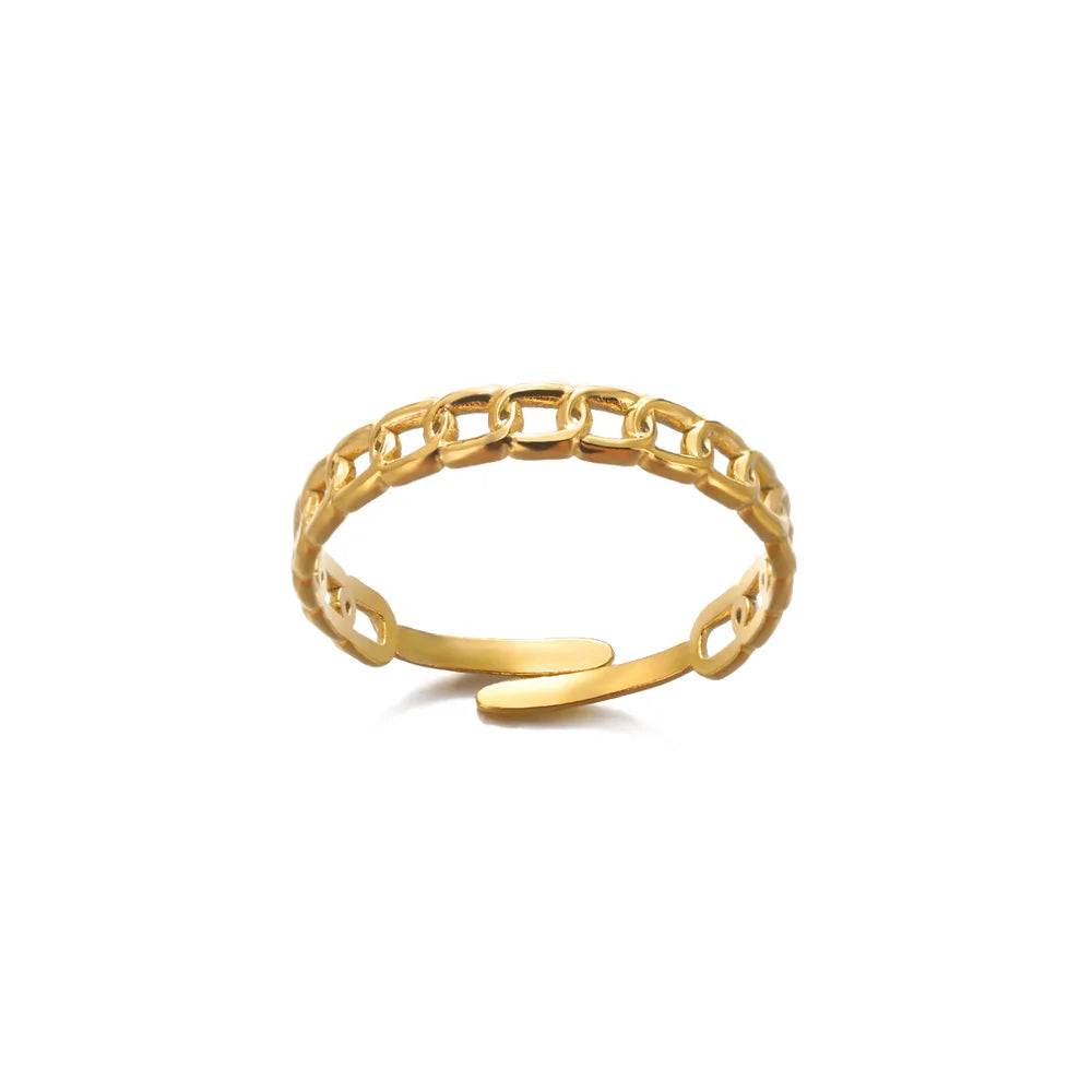 Bagues en acier inoxydable 316L pour femmes, couleur or, anneau ouvert