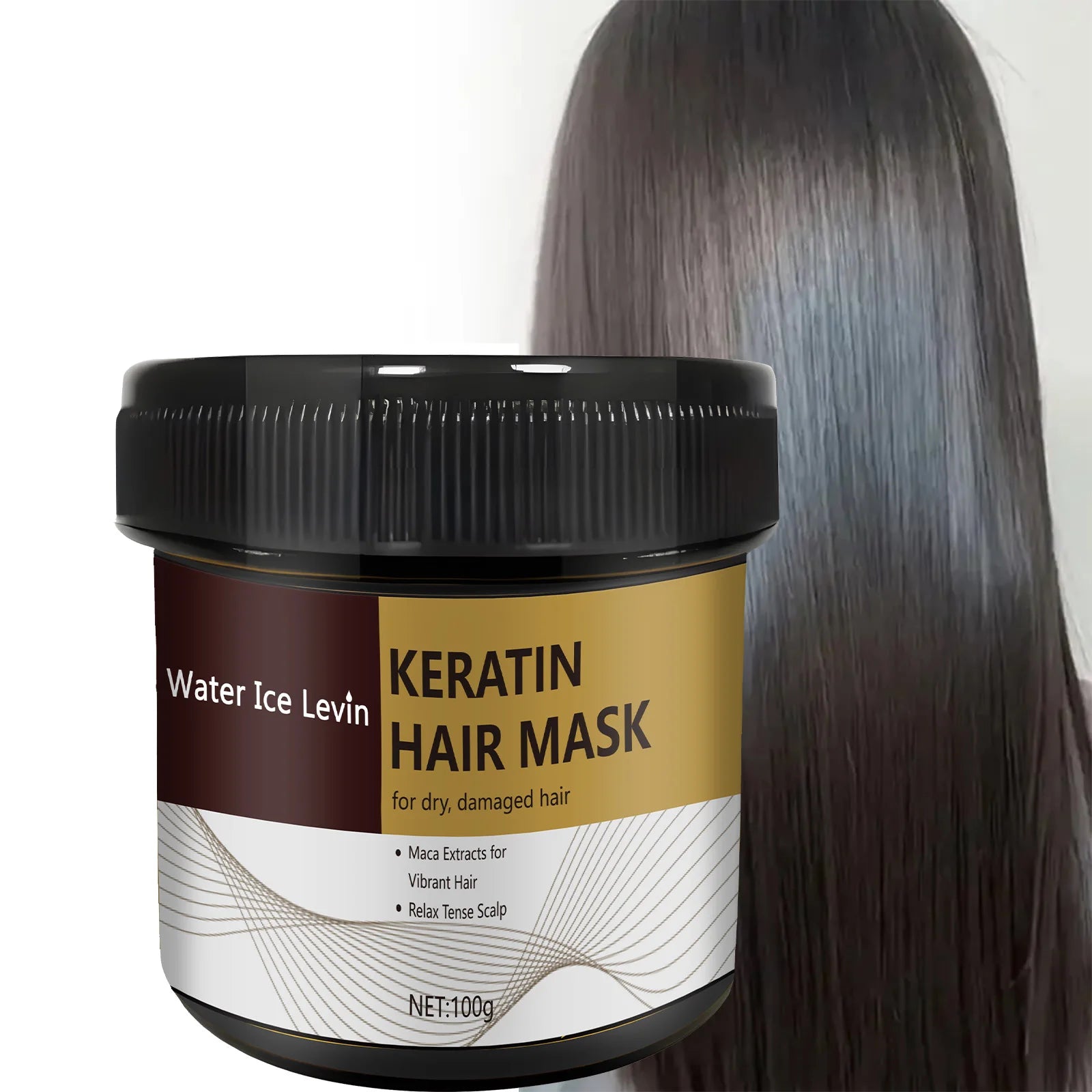 Masque capillaire à la kératine pour cheveux, répare les cheveux crépus endommagés.