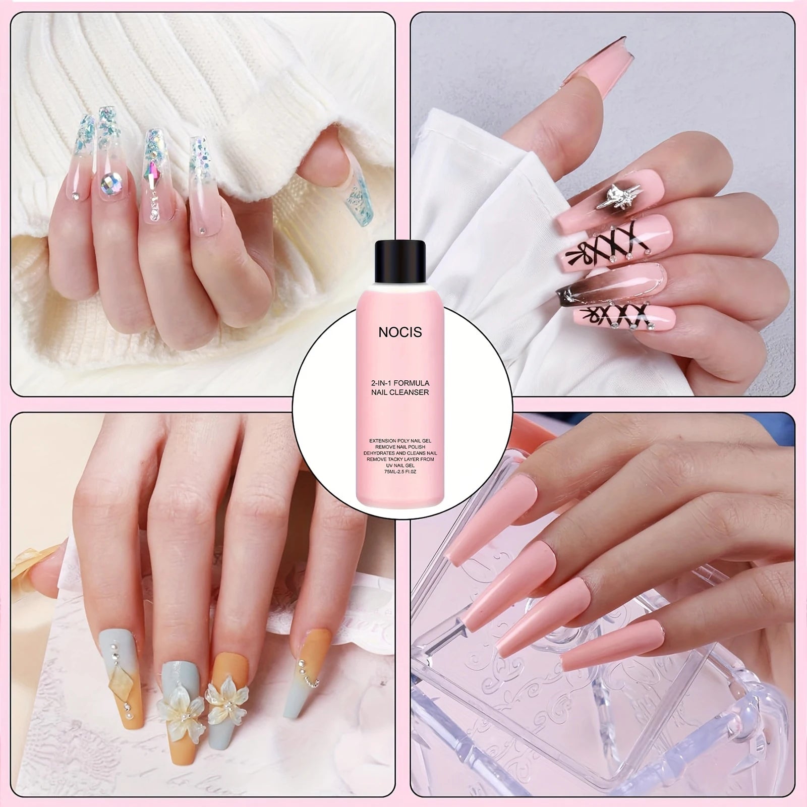 Gel nettoyant 2 en 1 pour ongles et dissolvant de vernis, solution professionnelle.