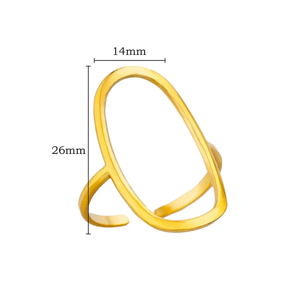Bagues en acier inoxydable 316L pour femmes, couleur or, anneau ouvert